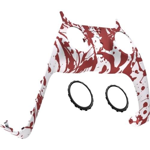 EXtremeRate Patterned Soft Touch Decorative Trim Shell Custom DIY Replacement Clip Shell with Accent Rings for PS5 Controller