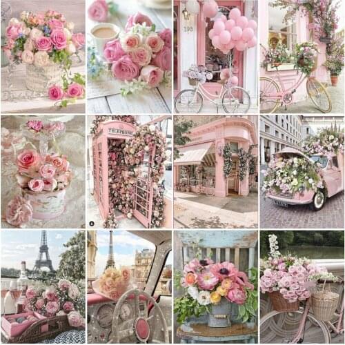 EverShine 5D DIY Diamond Embroidery Flowers Needlework Full Drill Diamond Painting Peony Cross Stitch Kits Street Handmade Hobby