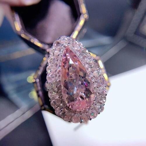 H1021 Morganite Ring 5.5ct Fine Jewelry 18K Gold 100% Natural Pink Beryl Heliodor Morganite Jewellery for women Fine Ring