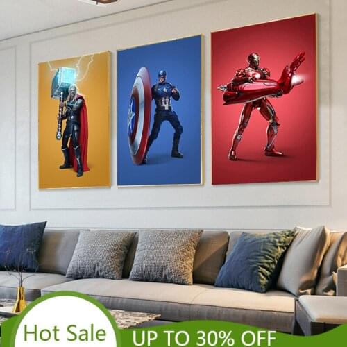 Captain America Funny Marvel Avengers Big Weapon Hulk Poster Print Superhero Canvas Painting Wall Art Picture for Living Room