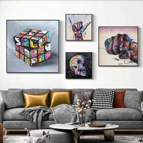 Gesture Graffiti Art Canvas Painting Inspirational Poster and Prints Street Wall Art Pictures for Living Room Cuadros Home Decor