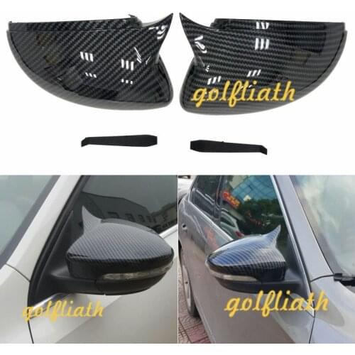NEW Side Wing Mirror Covers Caps carbon fiber look Replacement fit for volkswagen Scirocco passat CC golf MK7 Rearview