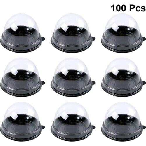 100pcs Round Plastic Egg-Yolk Puff Container Transparent Mooncake Dome Boxes Baking Packing Box