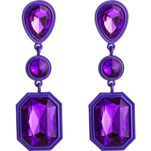 Exaggerated Pop Water Drop Shape Acrylic Crystal Glass Earrings Drop Multi - Color Bohemian Style Earrings Jewelry