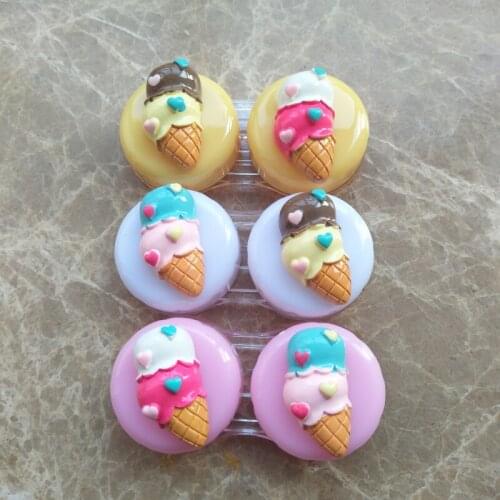LIUSVENTINA 2018 New Portable DIY Sweet Dessert Cute Ice Cream Contact Lens Case Box Container for Color Lenses Gift for Girls