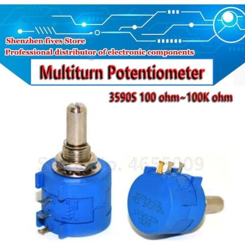 1PCS 3590S Multiturn Potentiometer 500 1K 2K 5K 10K 20K 50K 100K ohm Potentiometer Adjustable Resistor 3590 102 202 502 103
