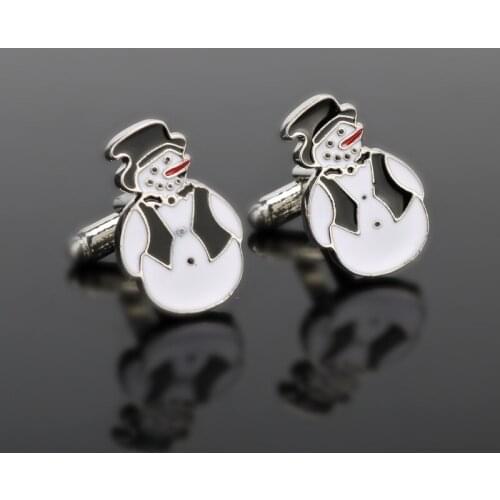 MOCHUN Fashion Jewelry Cuff Links Novelty Snowman Design Best Christmas Gift Cuff Button Cufflinks-20