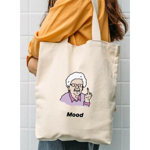 New 2021 Womens Shopper Tote Bag Large Capacity Feminine Shoulder Canvas Bags Student Book Vintage Bag Grandma Mood Beach Bag