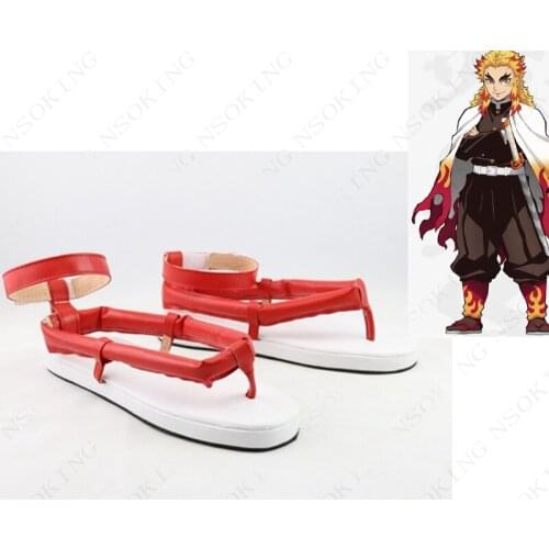 Anime Demon Slayer Kimetsu no Yaiba Rengoku Kyoujurou cosplay shoes custom made