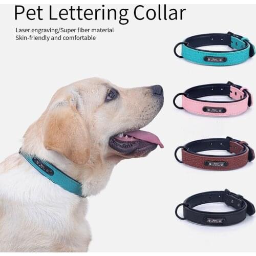 Pet Collars Microfiber Leather Engraving Dog Collars Brand Collars Customized Pet Products Dog Collar Accessories Nameplate