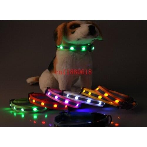 50pcs/lot Free Shipping Gem Rhinestone LED Light Flashing Glow Night Safety Pet Dog Collar Necklace