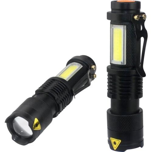 Portable AA Tactical Flashlight 4 Modes 14500 Battery COB LED Zoom Waterproof Q5 Flashlight For Camping Hunting Bike Lighting