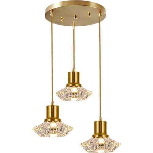 Silver Nordic Crystal pendant lights Restaurant Glass Light Bar bedroom Staircase kitchen Combination hanging lamps fixtures