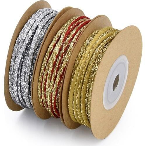 10Yards 2mm Gold Silver Cord Gift Packaging String Metallic Jewelry Thread Cord DIY Tag Line Bracelet Making Labels Mark Lanyard