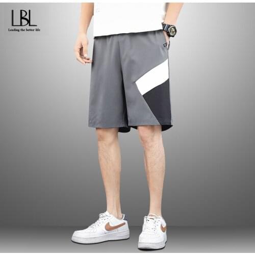 2021 Summer Mens Shorts Casual Korean Beach Pants Street Jogging Patchwork Shorts Homme Loose Breathable Sportswear Workout