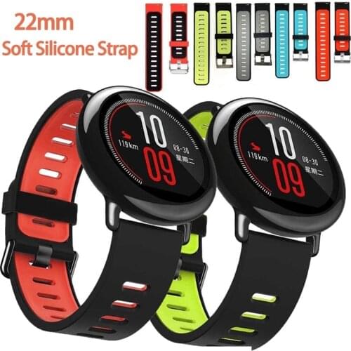 Dual Colors Silicone Strap for Original Huami Amazfit Pace /Stratos 3 2 GTR2 47mm Bip U Pro GTS Sport Bracelet Replacement Band