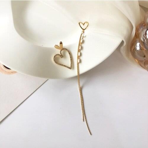 Rhinestone Tassel Very Long Cute Earrings New Temperament Asymmetric Designer Earrings