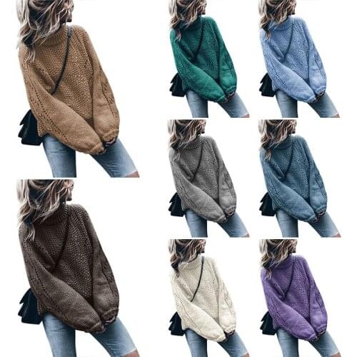 Sweater Women Autumn Winter Half Turtleneck Pullover Sweaters Knitted Long Sleeve Jumpers Tops