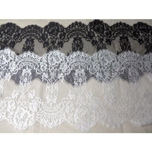 Hot Sale 2017 Embroidered Tulle Lace Trim, Eyelash Lace Trim In White/Black, Scalloped Lace For Sewing Craft, Home Decor