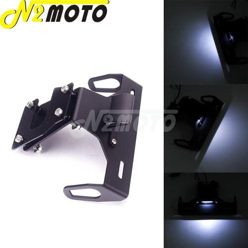 Motorcycle CNC Tail Brake Adjustable License Plate Mounting Bracket Taillight Holder w/ LED Light For KAWASAKI Z 900 2017-2020