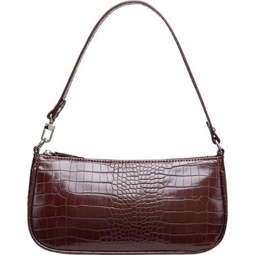 Lady Vintage Party Handbags and Purses Designer Alligator Pattern Leather Shoulder Bags for Women Messenger Baguette Clutch Bag