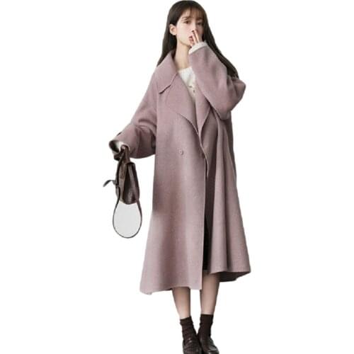 Winter Coat Women Oversize New Fashion Cashmere Wool Outerwear Female Long Thickening Warm Woolen Overcoat Womens Trench Jacket