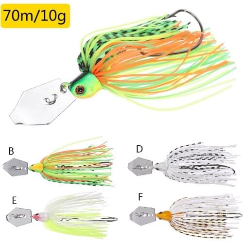 1pc 10g Fishing Chatter Bait Spinner Chatterbait Blade Bait with Rubber Skirt Buzzbait Spin Fishing Lures Tackle Spinnerbait