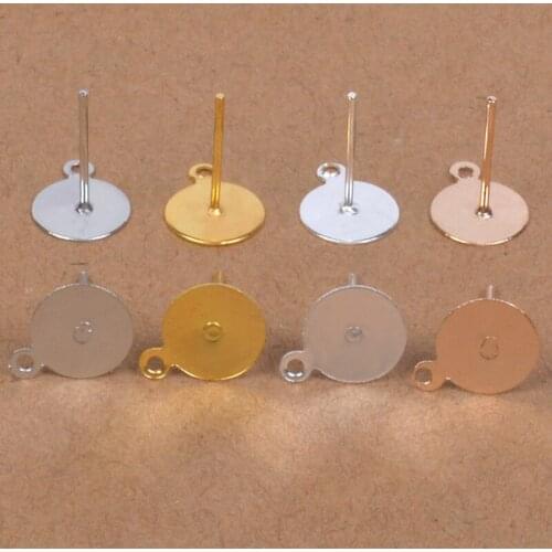 100pcs/lot Stainless Steel Blank Post Earring Studs Pins 6mm 8mm Flat Round Tray Base Ear Jewelry Findings DIY