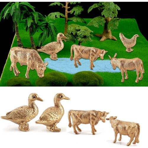 12Pcs Multiple Styles Poultry Figurine Stylish Educational Miniature Golden Color Poultry Animal Figurine for Entertainment