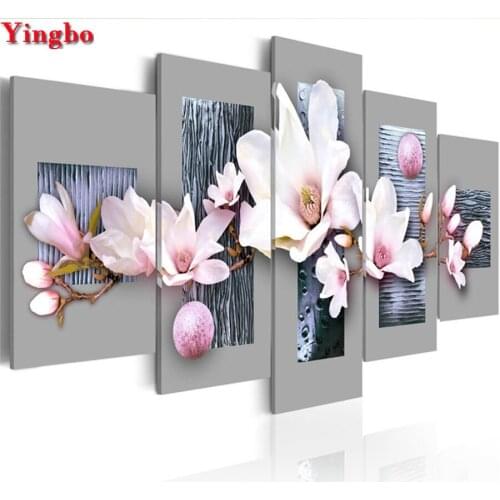 Moth Orchid Flowers Painting Diamond Painting Cross Stitch Kits 5D Home Decor White Blossom DIY Full Diamonds Embroidery 5 pcs