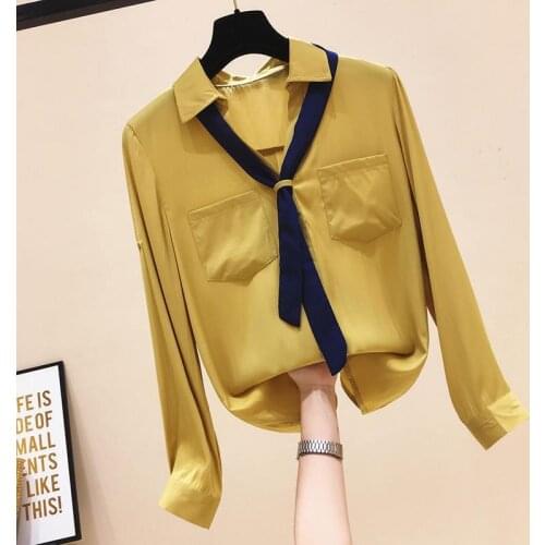 Blouse Women Shirt Tie Long Sleeve Chiffon Womens Autumn Winter Loose Top Blusas Mujer De Moda