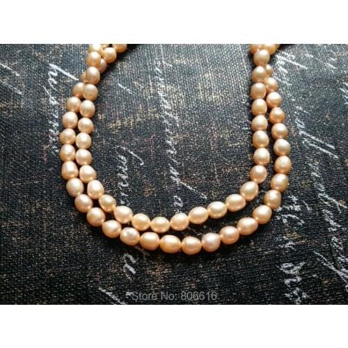 AA+ 7*8MM 94Pcs=2stands 100% Pink Natural Freshwater Loose Pearl Strand Bead Jewelry Beads