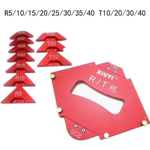 Woodworking Trimming Machine Fillet Gauge Aluminum Alloy Bevel Gauge Angle Ruler R / T Gauge Contour Gauge Woodworking Tool Set