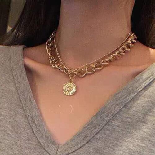 Fine Fashion Chain Necklace Thick Chain Necklace Double Personality Chain Hip-hop Neck Short Clavicle Chain Women