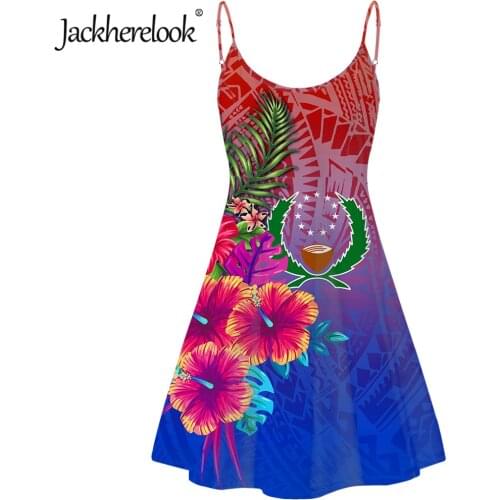 Jackherelook Ponpei Polynesain Hawaii Plumeria Print Summer Spaghetti Strap Dress Sundress Sexy Backless Party Dresses Mujer