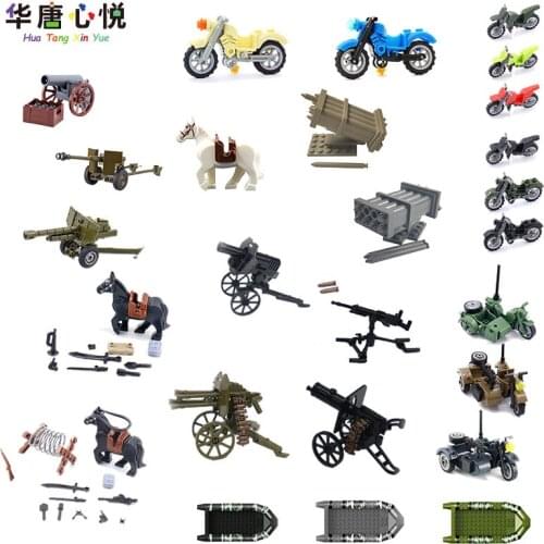 MOC Military Series Motorcycle Transport Equipment Building Blocks Educational Toys Accessories Childrens Gifts Militarys Model
