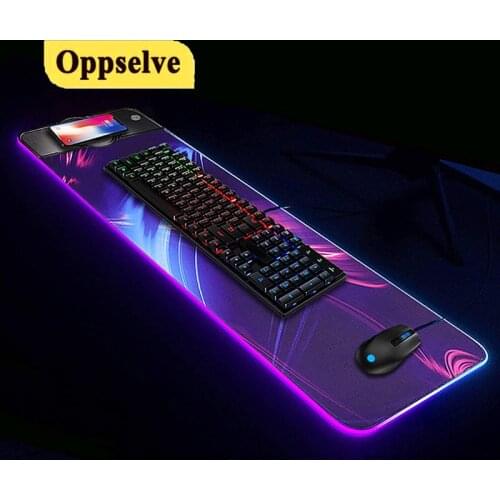 Wireless Charging RGB Gaming Mousepad For QI Colorful Luminous LED Light Pad Large Size for Computer Desktop Gaming Keyboard Pad