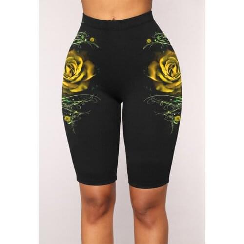 Fitness Short Leggings Casual High Waist Women Summer Ladies Flower Print Pants Slim Leggins gym clothing Goth Bermuda shorts