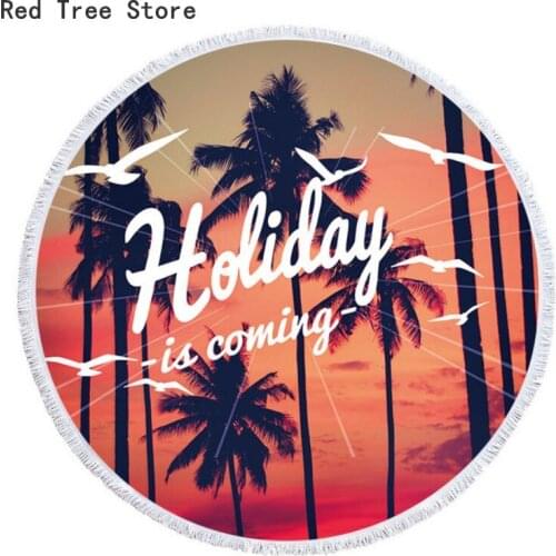 Summer Boho Style Towel Beach Mandala Sea Beach Landscape Women Beach Towel Circle Round Blanket Cover Size 150cm for Vacation