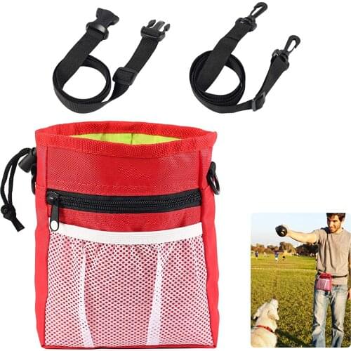Dog Treat Pouch, Dog Treat Bag for Training Poop Bag Holder with Metal Clip, Waist Belt, Shoulder Strap,Easy to Carries Snacks,P