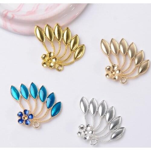 10 Pieces/Lot 37*32mm Metal Leaf Flower Pendant Widget DIY Jewelry Accessories