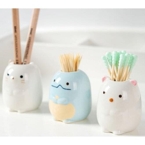Multi-function Ceramic Toothbrush Candy Color Holder Wash Toothpick Padded Cotton Swab Bathroom Electric Toothbrush Storage