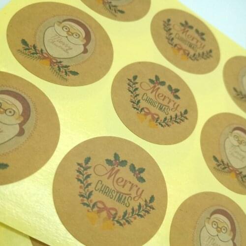 120pcs/lot Christmas Day Santa Claus Classic Style Craft paper 'Merry Christmas' Sealing Sticker DIY Gift Scrapbooking Decor