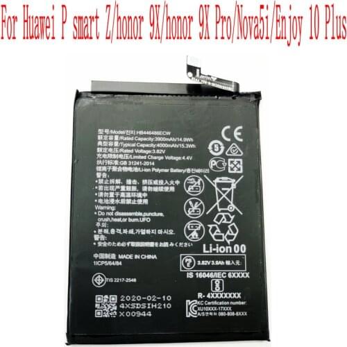 Brand new High Quality 4000mAh HB446486ECW Battery For Huawei P smart Z/honor 9X/honor 9X Pro/Nova5i/Enjoy 10 Plus Mobile Phone