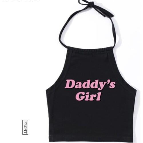 Casual Daddys Girl Letters Print Women Camis