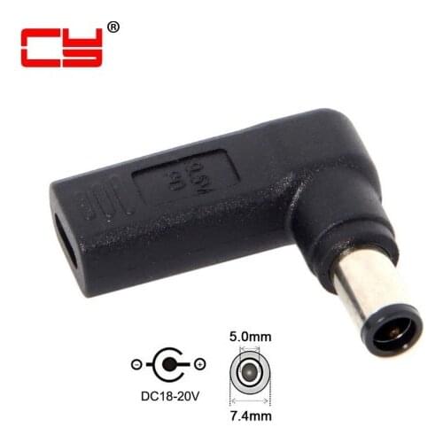 Type C USB 3.1 USB-C to DC 7.4*5.0mm HP Power Converter Adapter PD Emulator Trigger 90 Degree Angled for HP Lap top