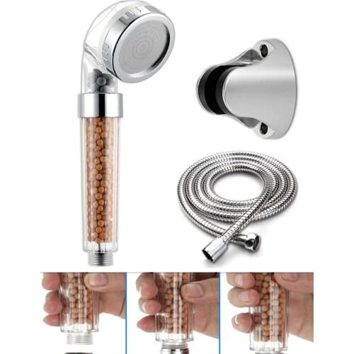 Must purify with Filter And Water Saving shower Head Set Beaded Hose And Knuckle Set