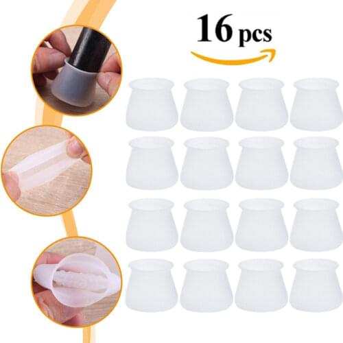 16pcs Anti-slip Silicon Furniture Chair Leg Caps Rubber Feet Protector Table Foot Cover Desk Pad Mat Cap Wood Floor Protectors