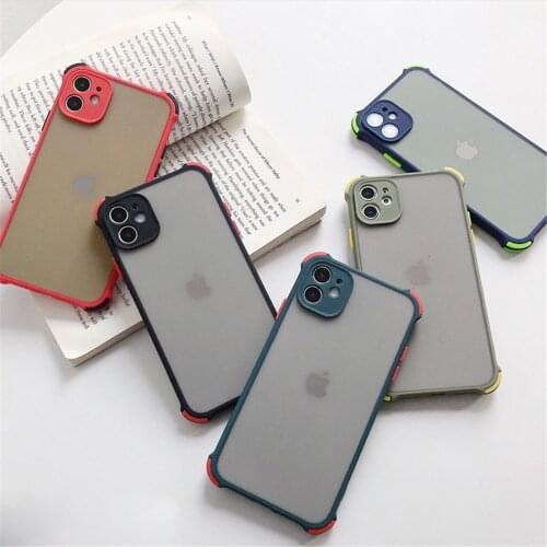 Shockproof Bumper Contrast Color Phone Case For iPhone 11 Pro SE2020 X XR XS Max 8 7 Plus Clear Matte Hard PC Back Cover