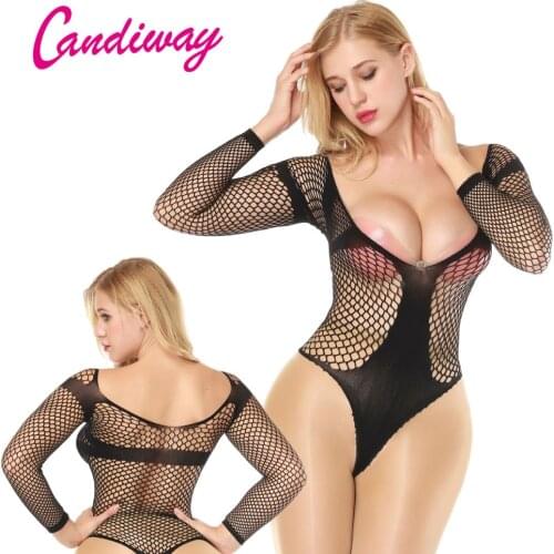 Sexy Fishnet Teddy Bodysuit Lingerie Bodystockings Lingerie Babydoll Sexy Underwear Perspective Exposed sleepwear
